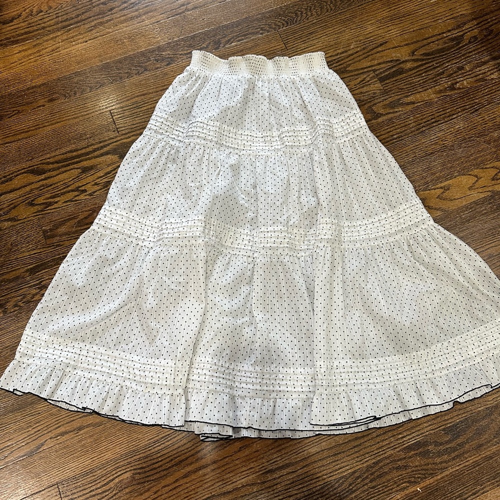 Elegant White Polka Dot Maxi Skirt